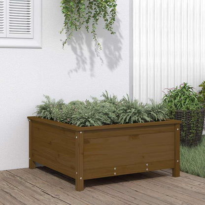 Jardinera Madera Maciza De Pino Marrón Miel 82,5x82,5x39 Cm_1