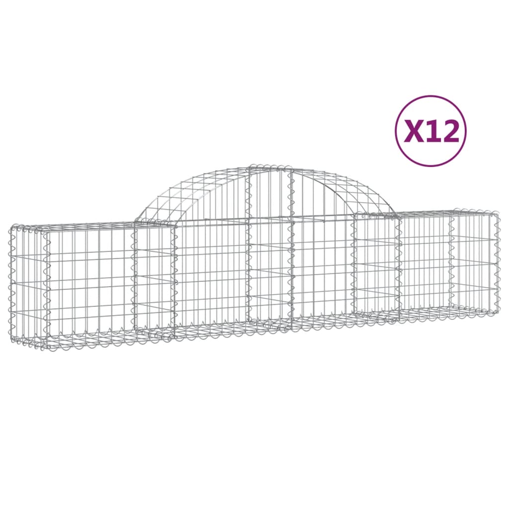 Cestas De Gaviones 12 Uds Forma De Arco Hierro 200x30x40/60 Cm_0