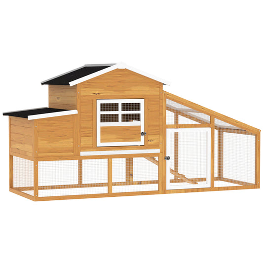 Gallinero Madera Exterior Corral De Alambre Pawhut 200x80x105cm Marrón_0