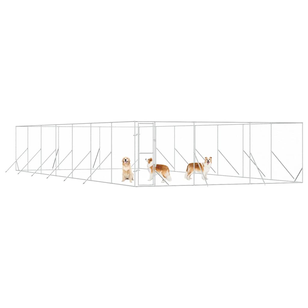 Perrera De Exterior Acero Galvanizado Plateado 6x14x2 M_3