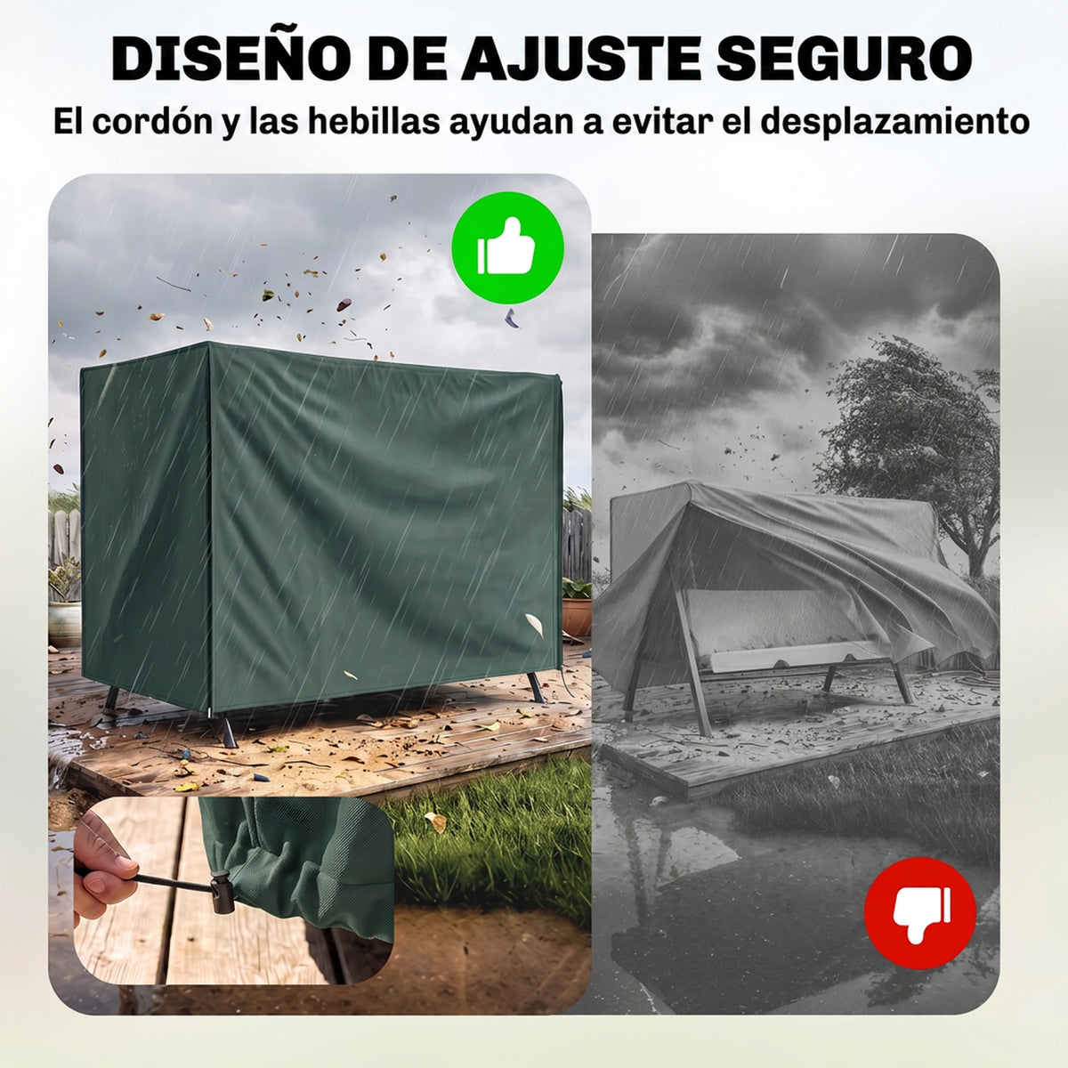 Outsunny Funda Columpios Jardín Con Cremallera Cubierta Muebles De Exterior_5