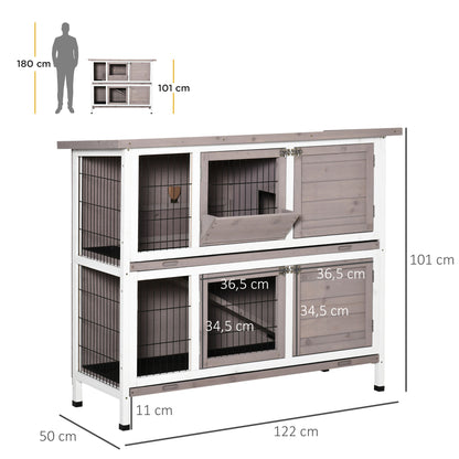 Pawhut Conejera De Madera Exterior Con Techo Abrible Y Comedero 122x50x101 Cm_2