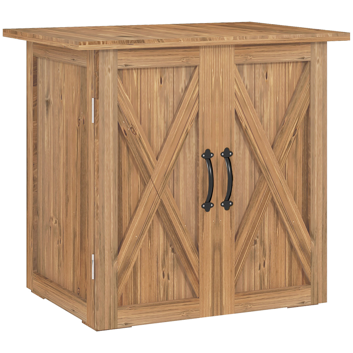 Outsunny Caseta De Jardín De Madera Con 2 Puertas Magnéticas 77x55x72 Cm Marrón_0