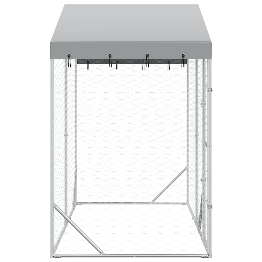 Perrera Exterior Con Toldo Acero Galvanizado Plata 3x1,5x2,5 M_4