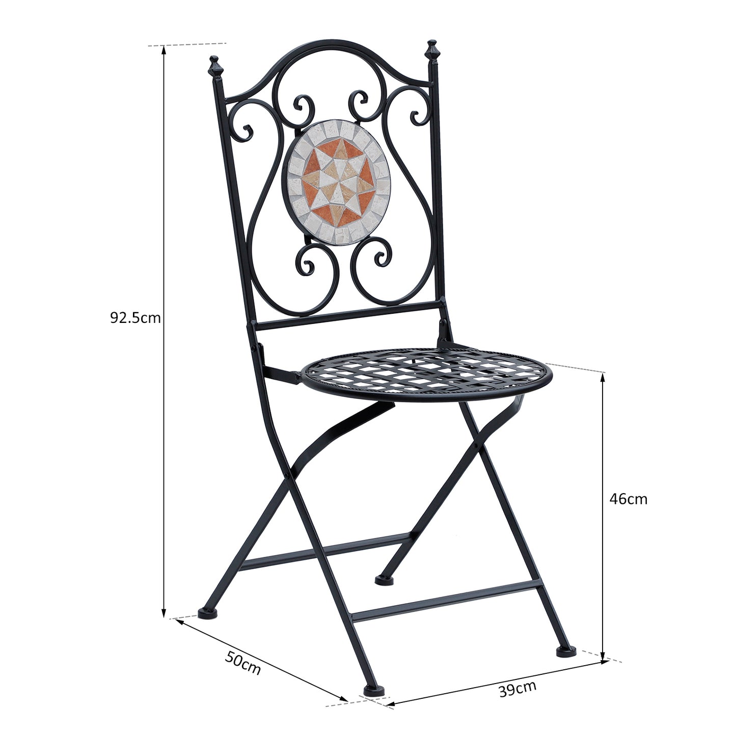 Outsunny Set De 2 Sillas Plegables De Jardín Bistro Silla Asiento Mosaico_2