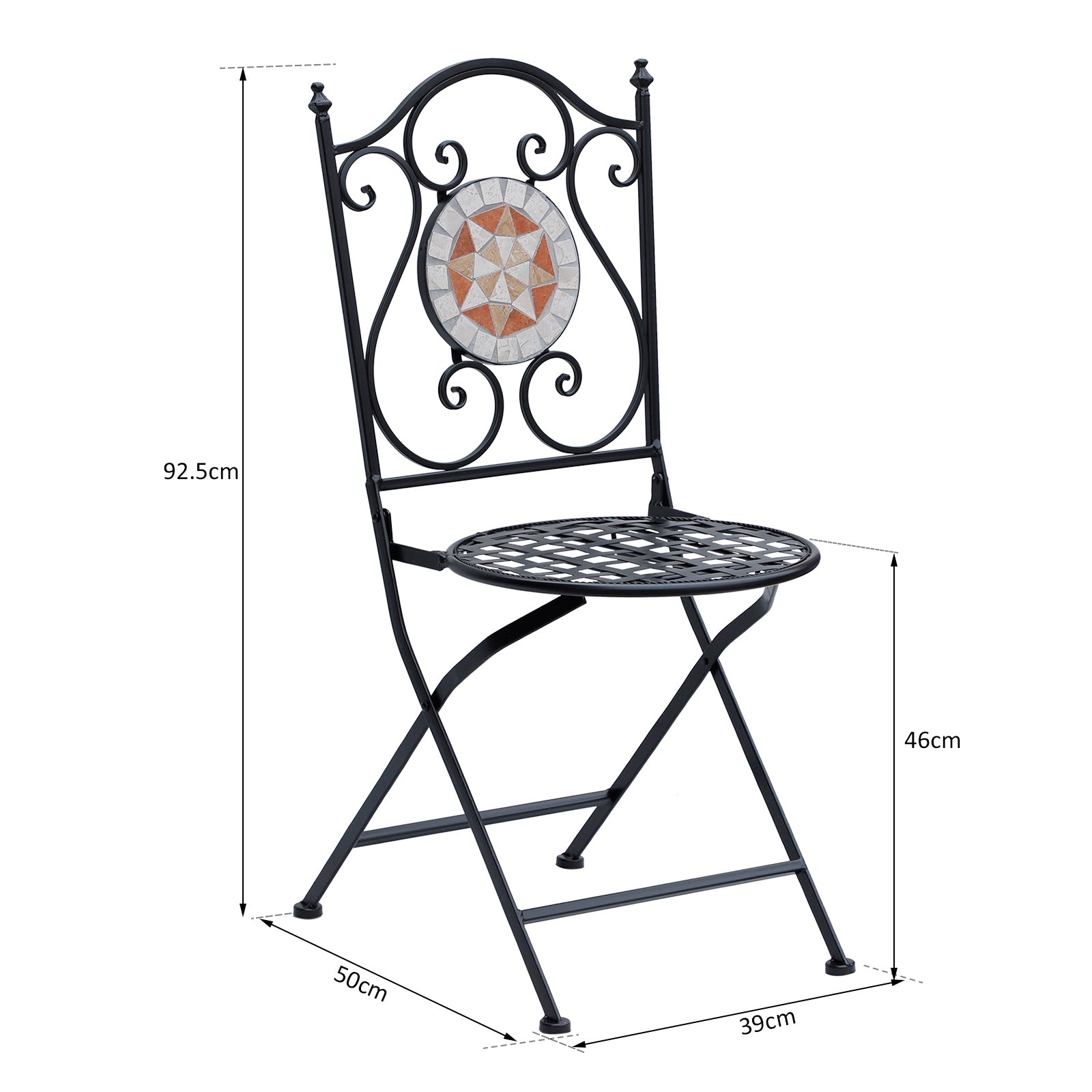 Outsunny Set De 2 Sillas Plegables De Jardín Bistro Silla Asiento Mosaico_2
