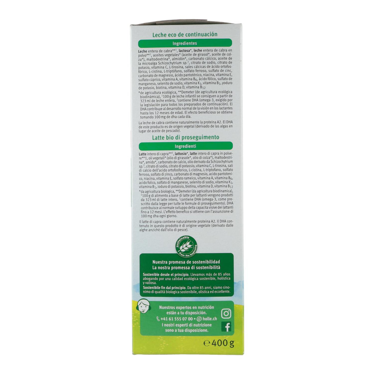 Leche de continuación 3 ECO de Cabra 10+ meses Ecológica Holle 400 g