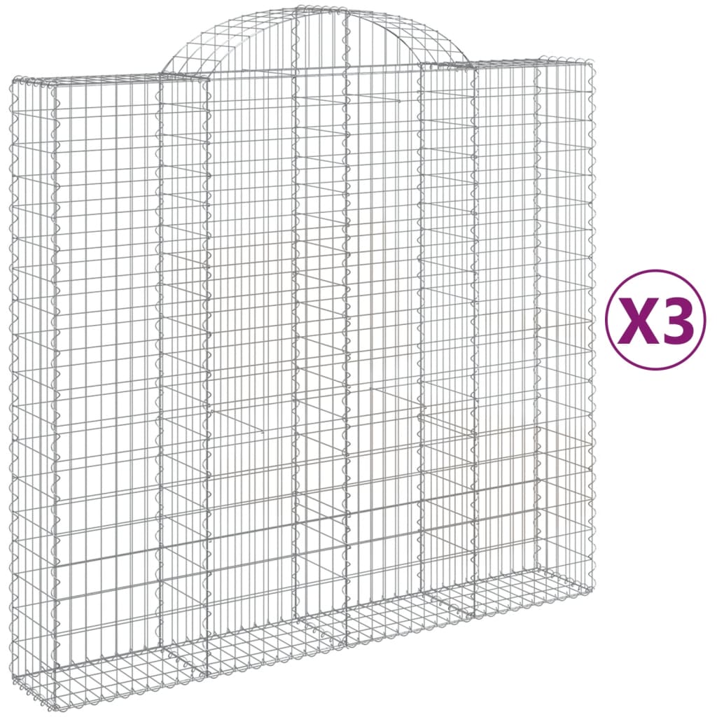 Cestas De Gaviones 3 Uds Forma De Arco Hierro 200x50x180/200 Cm_0
