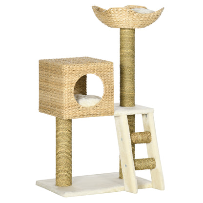 Pawhut Árbol Rascador Para Gatos Medianos Altura 100,5cm Con Cama Superior Cueva_1