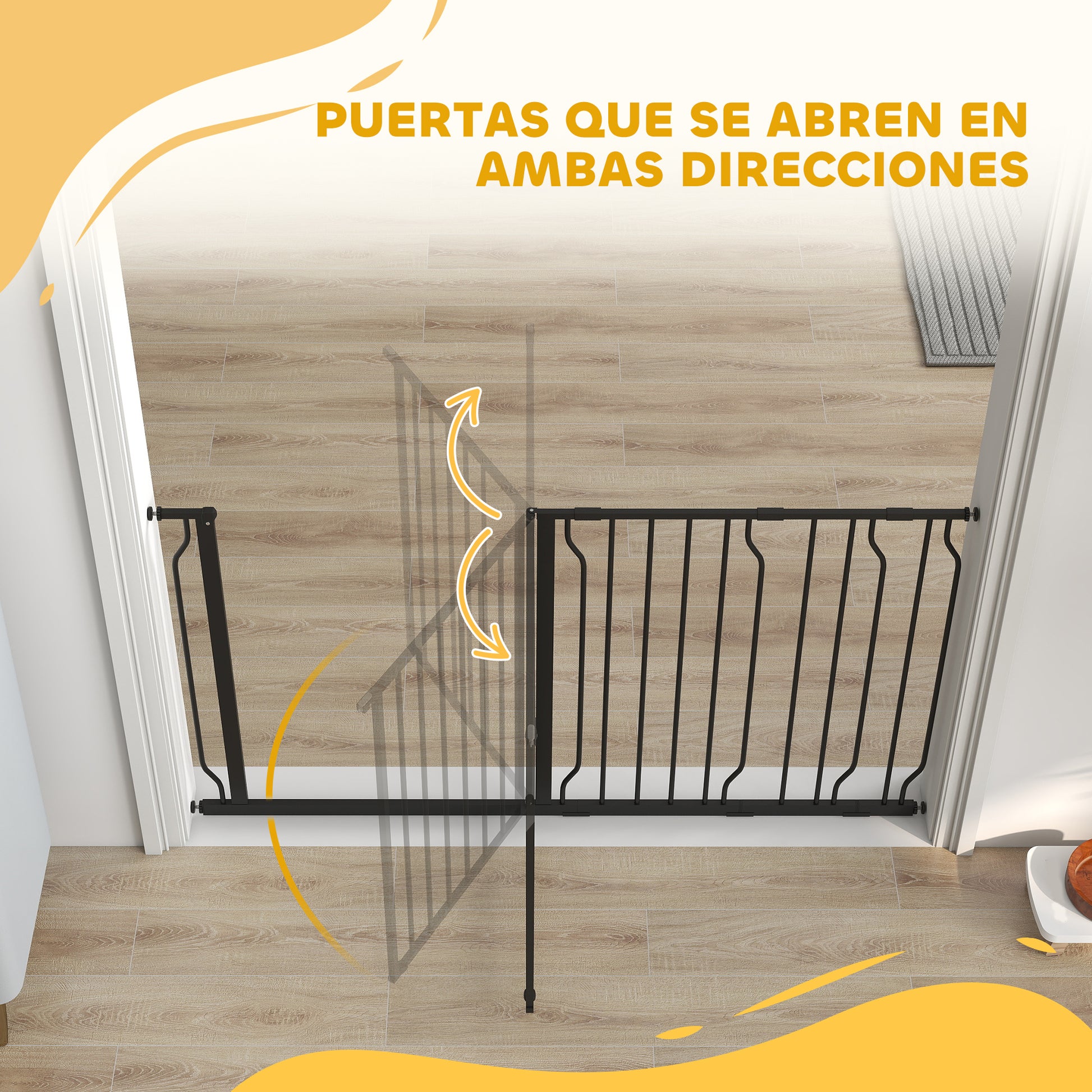 Pawhut Barrera De Seguridad Extensible Con 3 Extensiones 75-145x76 Cm Negro_3