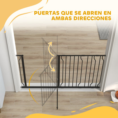 Pawhut Barrera De Seguridad Extensible Con 3 Extensiones 75-145x76 Cm Negro_3