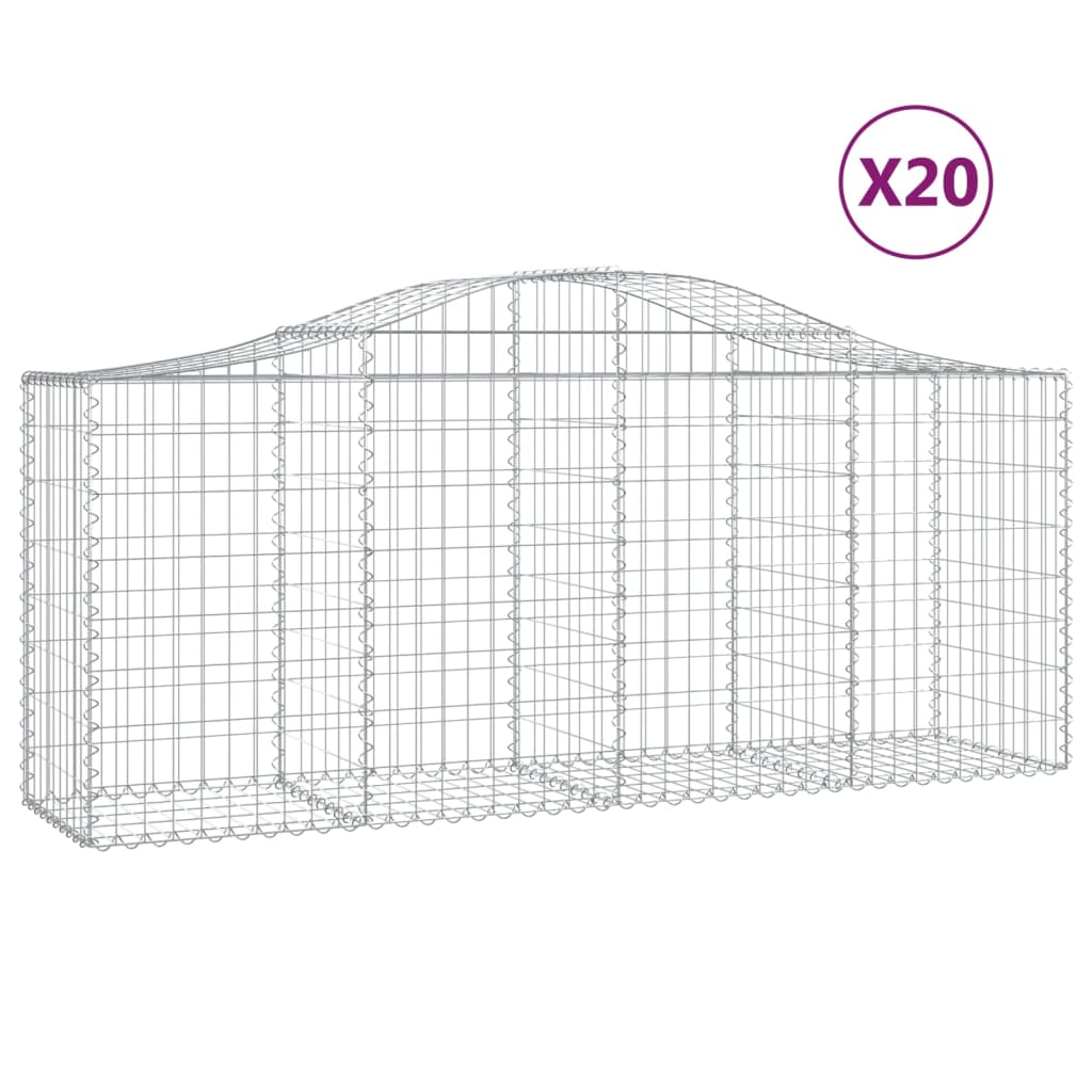 Cestas De Gaviones 20 Uds Forma De Arco Hierro 200x50x80/100 Cm_0
