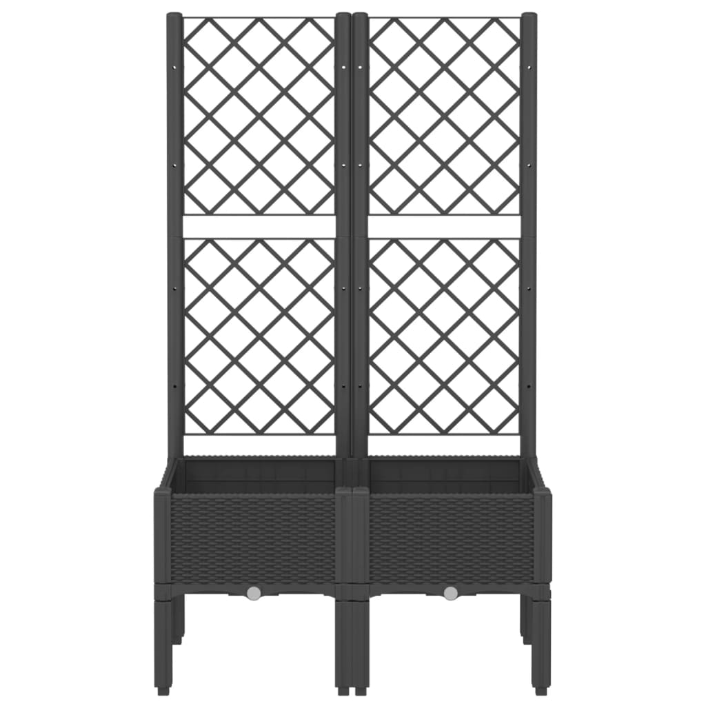 Jardinera Con Enrejado Pp Negro 80x40x142 Cm_2