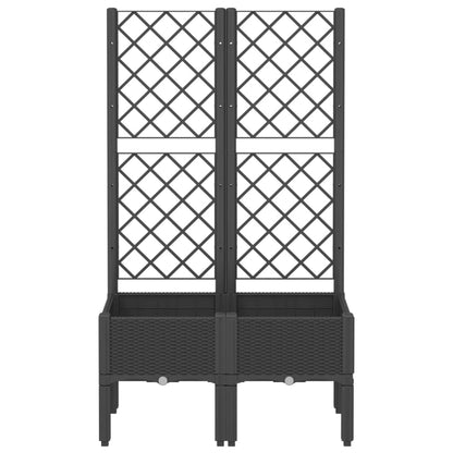Jardinera Con Enrejado Pp Negro 80x40x142 Cm_2