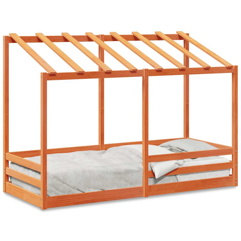 Techo De Cama Infantil Madera Maciza Marrón 75x190 Cm_0
