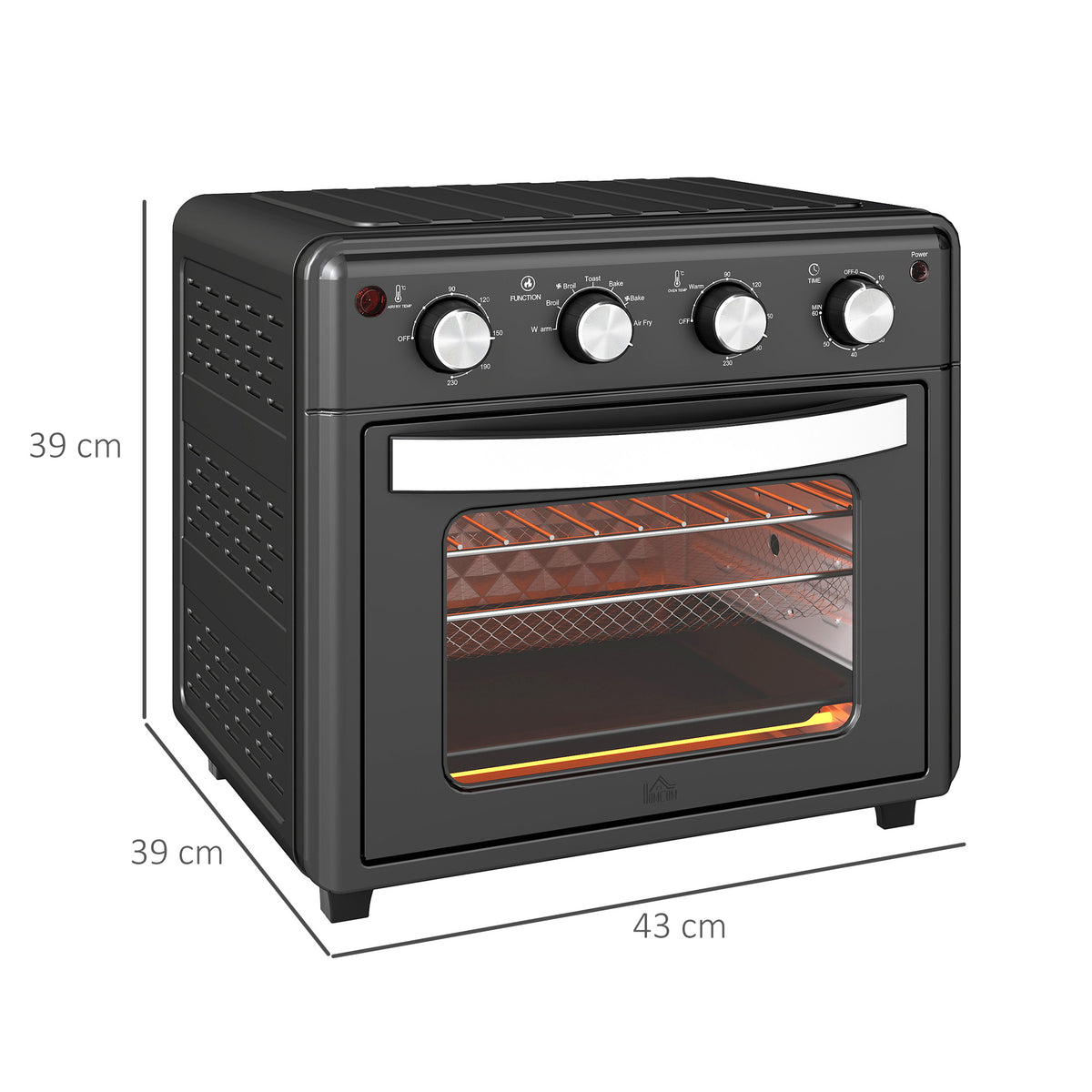Homcom Horno Eléctrico Multifunción De Sobremesa De 30l 1600w 43x39x39cm Negro_2