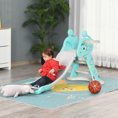 Homcom Tobogán Para Niños +18 Meses Plegable Con Canasta De Baloncesto Modelo_1
