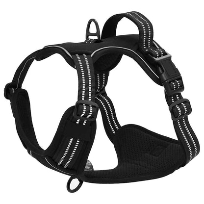 Arnés Para Perros Con Bandas Reflectantes Ajustables Negro Xl_4