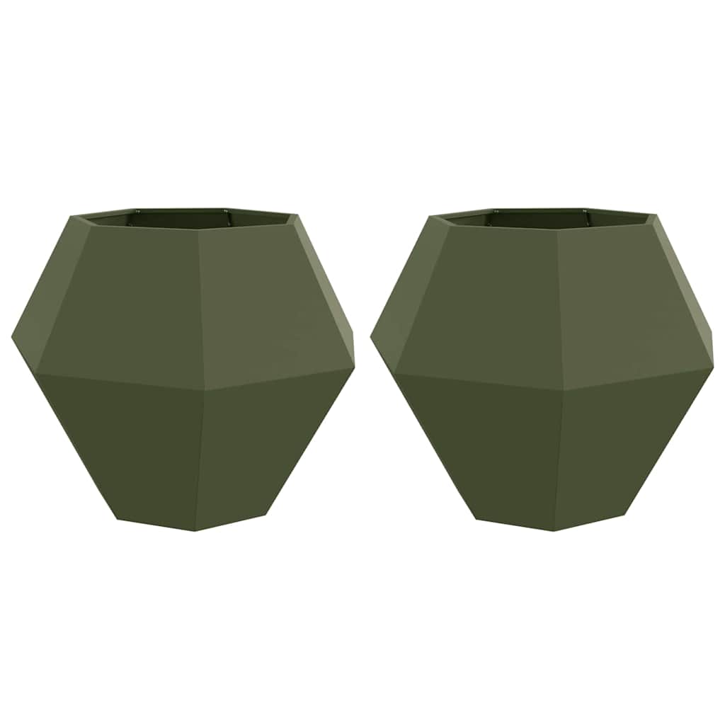 Jardinera 2 Pcs Verde Oliva 100 X 100 X 80 Cm Acero_0
