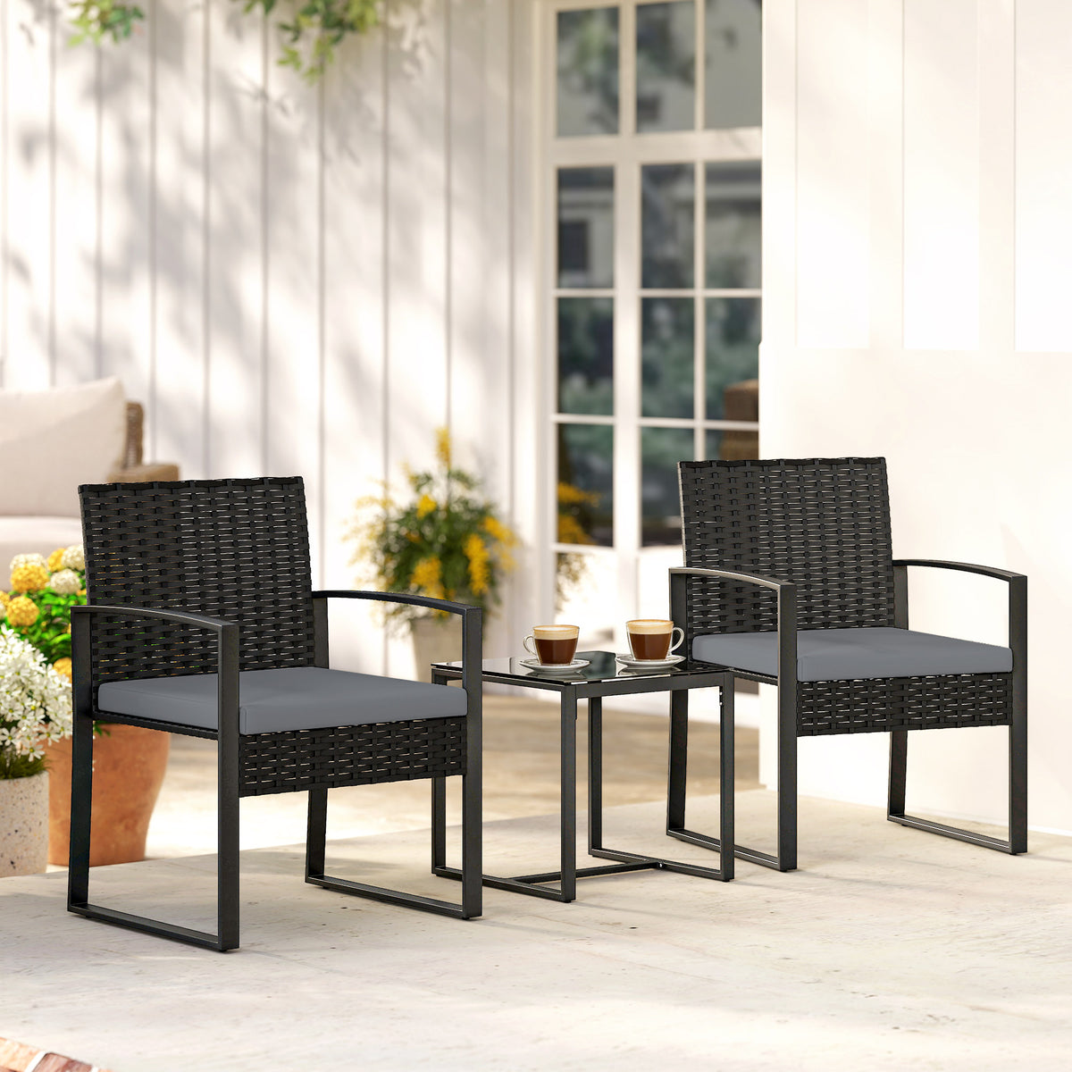 Conjunto De Jardín Outsunny Acero, Pe Gris Claro 58x55x76 Cm_1