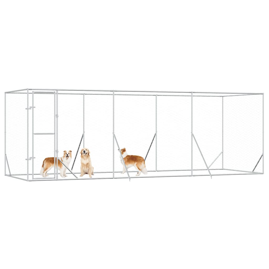 Perrera De Exterior Acero Galvanizado Plateado 6x2x2 M_3