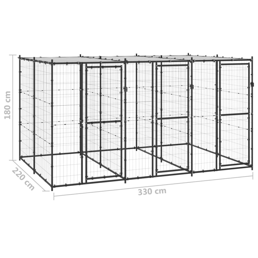 Perrera De Exterior De Acero Con Techo 7,26 M²_5