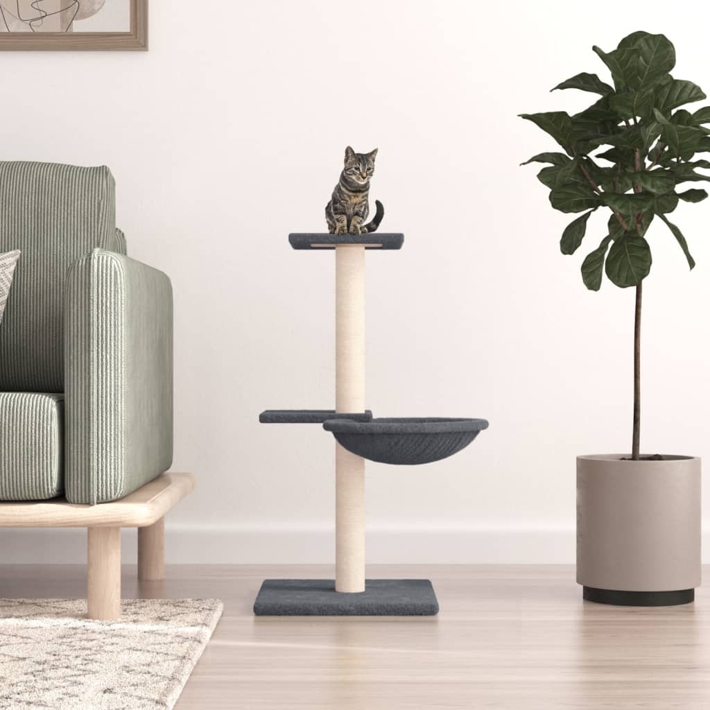 Rascador Para Gatos Con Postes De Sisal Gris Oscuro 72 Cm_1