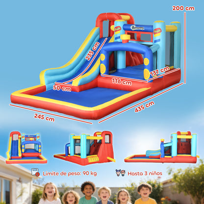 Outsunny Castillo Hinchable Para Niños Con Soplador 435x245x200 Cm Multicolor_2