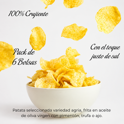 Patatas Fritas Artesanas | Pack 6 Bolsas Patatas Fritas Con Aove | 2x100g Trufa + 2x140g Ajo + 2x140g Pimentón_1