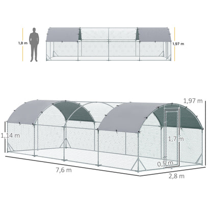 Pawhut Gallinero Para Exterior Grande De Acero Galvanizado 280x760x197 Cm Plata_2