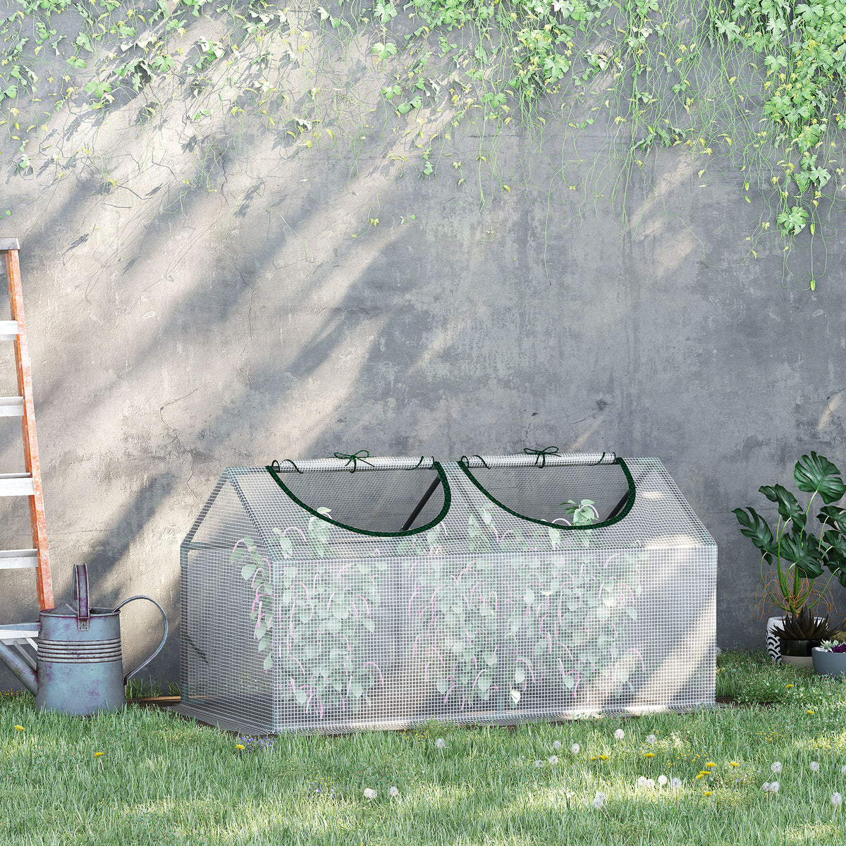 Outsunny Invernadero De Terraza 120x60x60 Cm Acero Con 2 Ventanas Translúcido_1