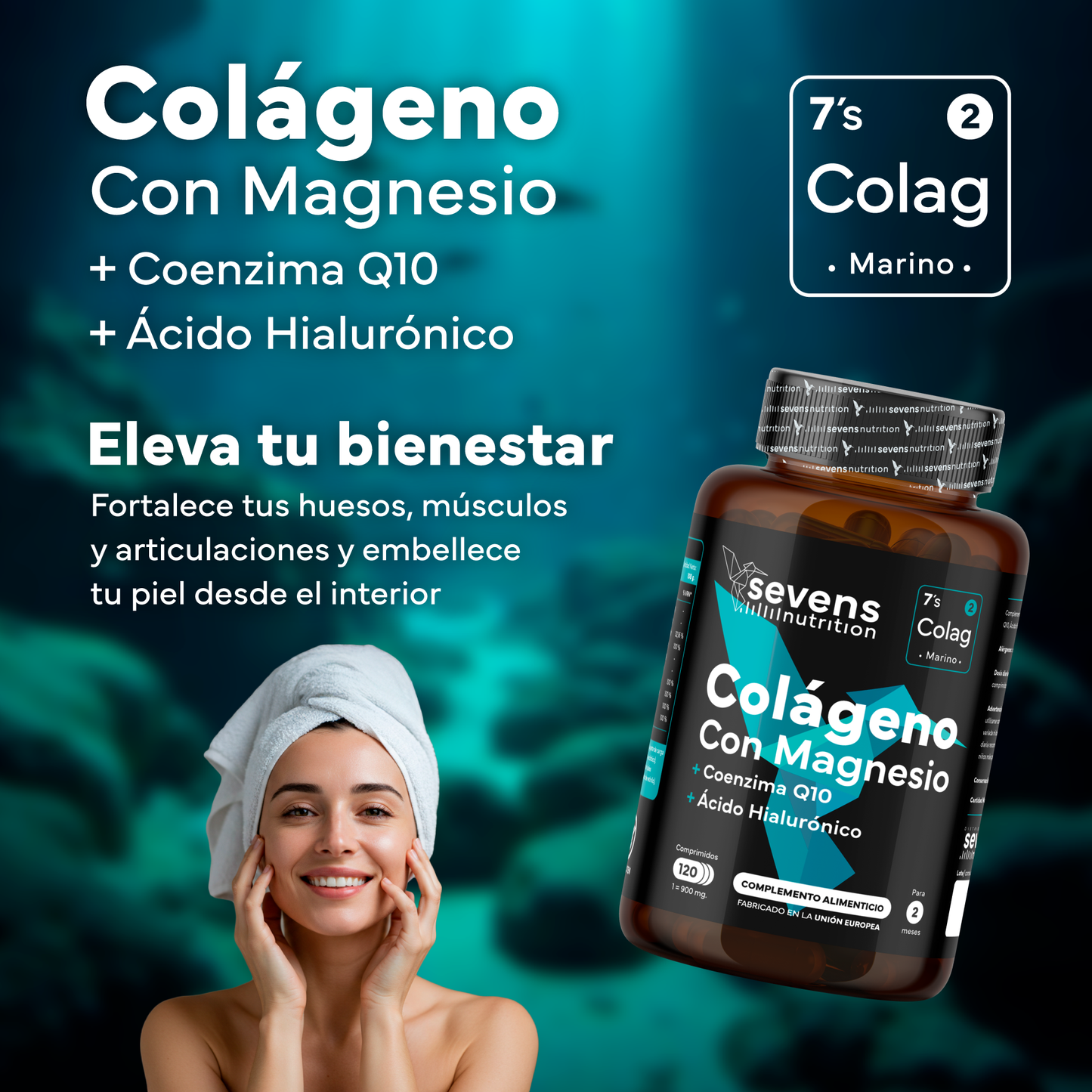 Pack 2x Colágeno Con Magnesio Sevens Nutrition. Piel, Huesos Y Articulaciones._1