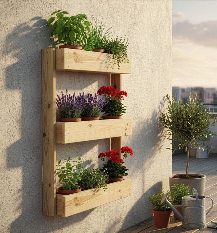 Jardinera Vertical Stand Line Wall 3B Madera Tratada Exterior Hortalia_1
