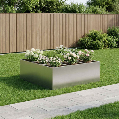 Macetero De Jardín Plateado 100 X 100 X 20 Cm Acero Inoxidable_1