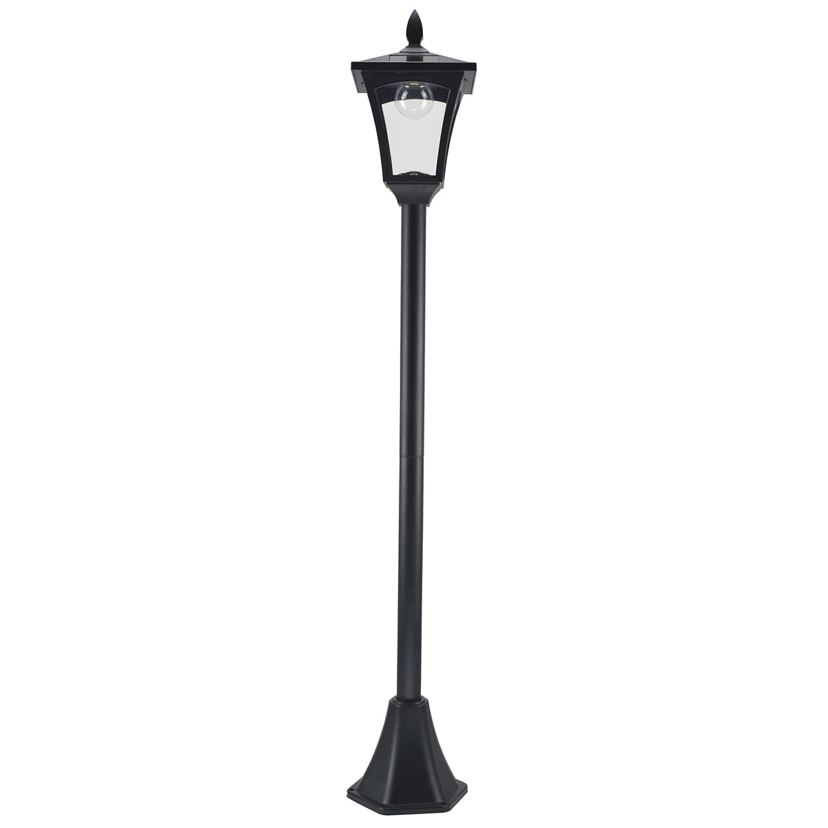 Outsunny Conjunto De 2 Farolas Solares Con Panel Solar 18x18x160 Cm Negro_3