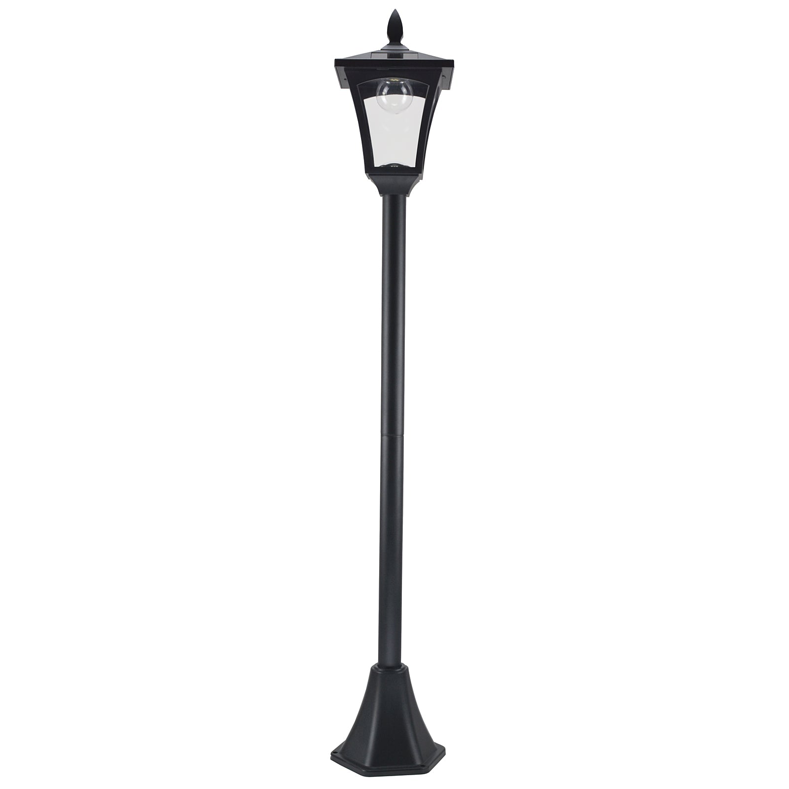 Outsunny Conjunto De 2 Farolas Solares Con Panel Solar 18x18x160 Cm Negro_3