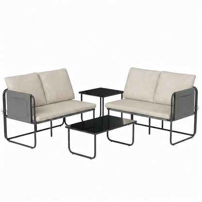 Muebles De Jardín Outsunny Acero, Textilene Caqui 113x64x71 Cm_0