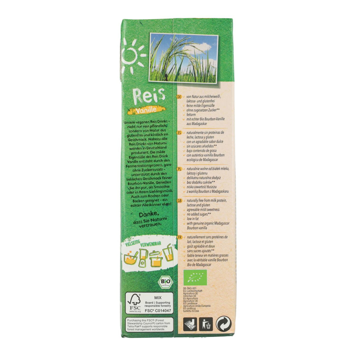 Bebida Arroz Vainilla Bio Natumi 1 L