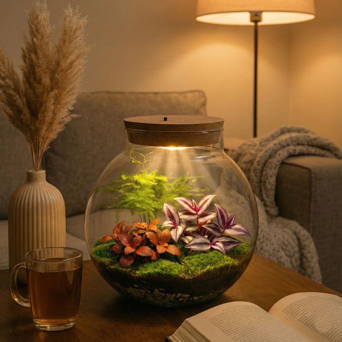 Terrario Grande - Con Luz Led - Ø25 Cm - Ecosistema - Cristal - Diy_1