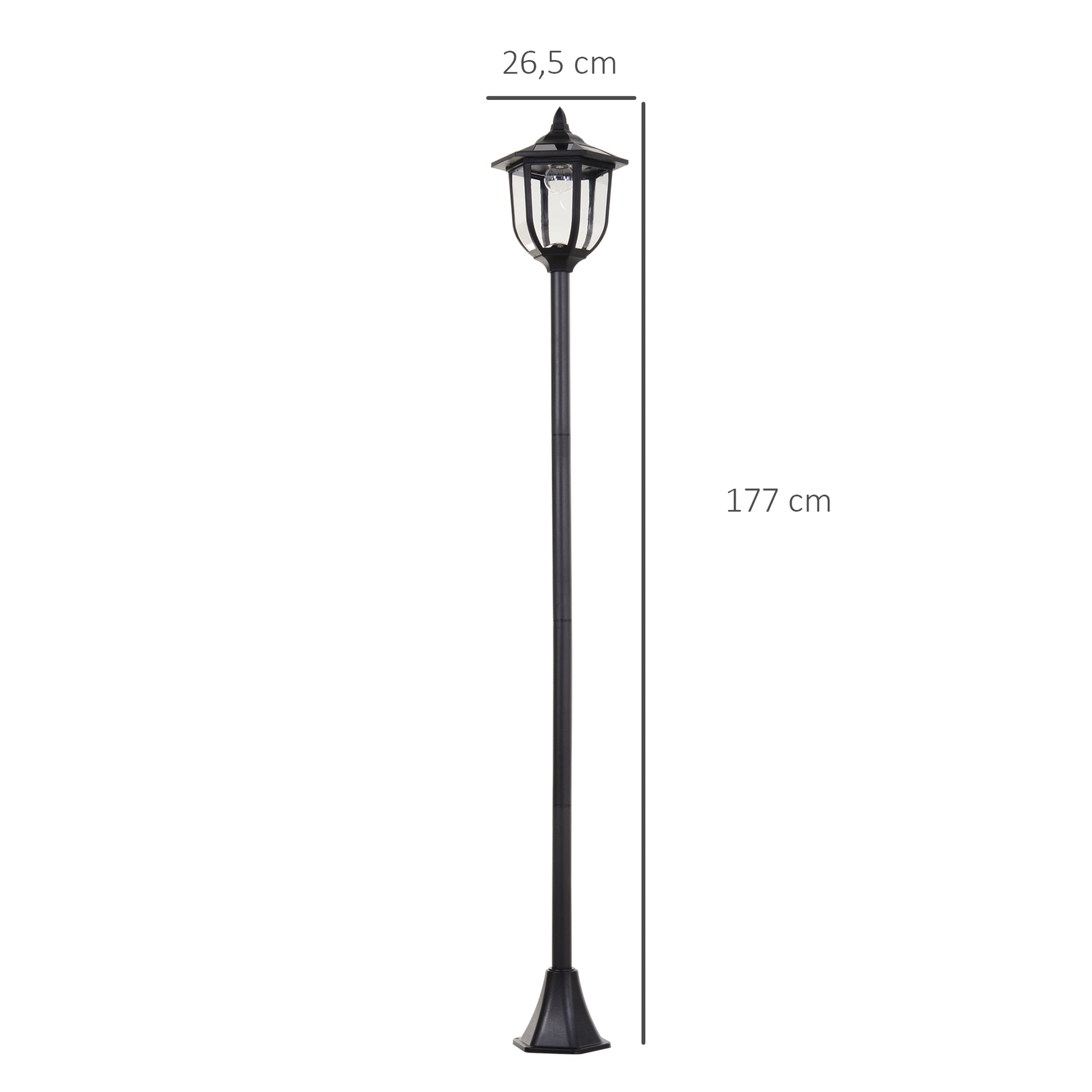 Outsunny Conjunto De 2 Farolas Solares Con Panel Solar Ø26,5x177 Cm Negro_2