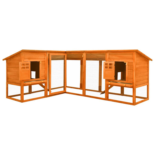 Conejera De Exterior Con Corredor Madera Maciza Abeto Marrón_0