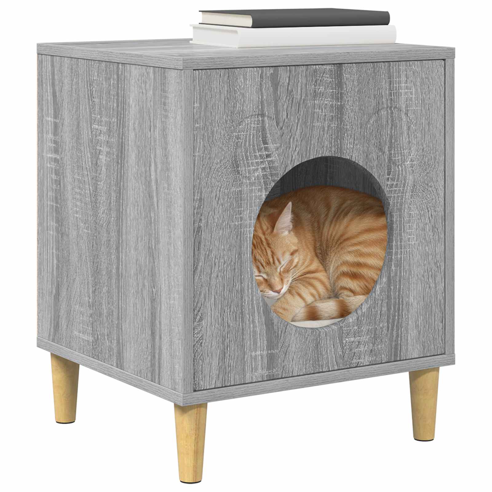 Casa Para Gatos Gris Sonoma 42,5 X 40 X 53 Cm_2
