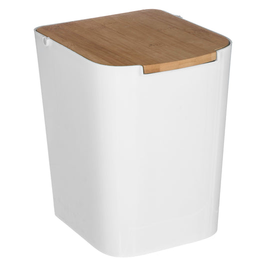 Papelera Con Tapa De Bambú Baltik 5l Blanca_0