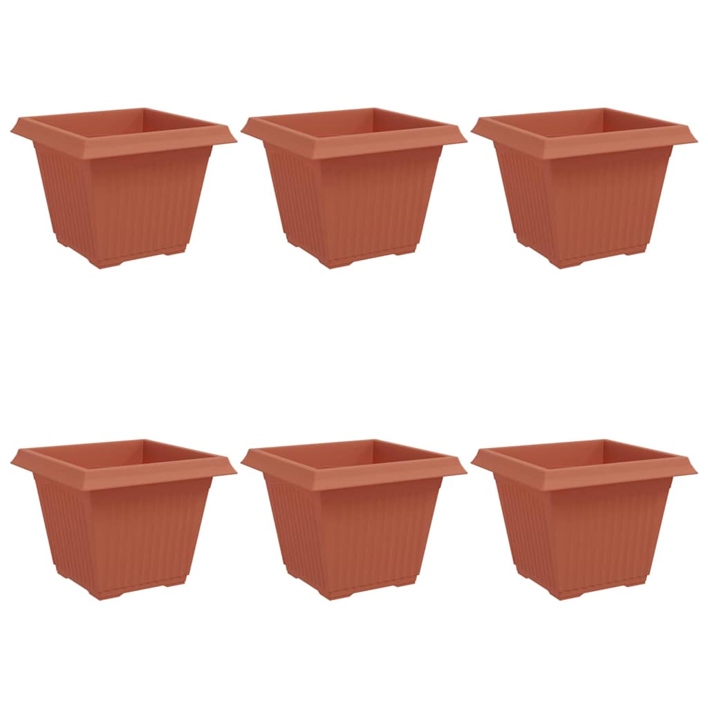 Maceta Cuadrada Para Flores 6 Pcs Rojo Ladrillo Plástico_0