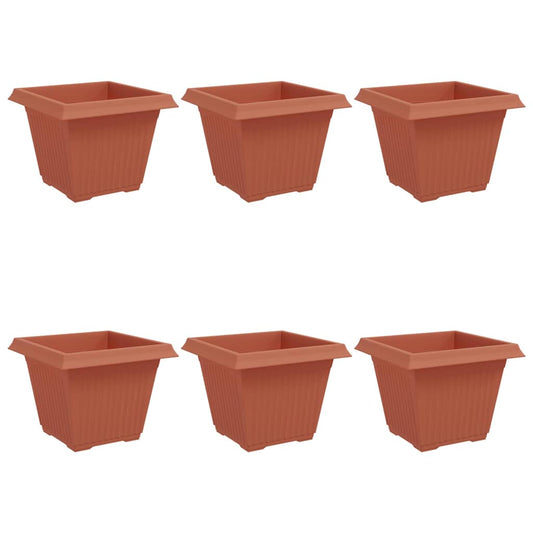 Maceta Cuadrada Para Flores 6 Pcs Rojo Ladrillo Plástico_0