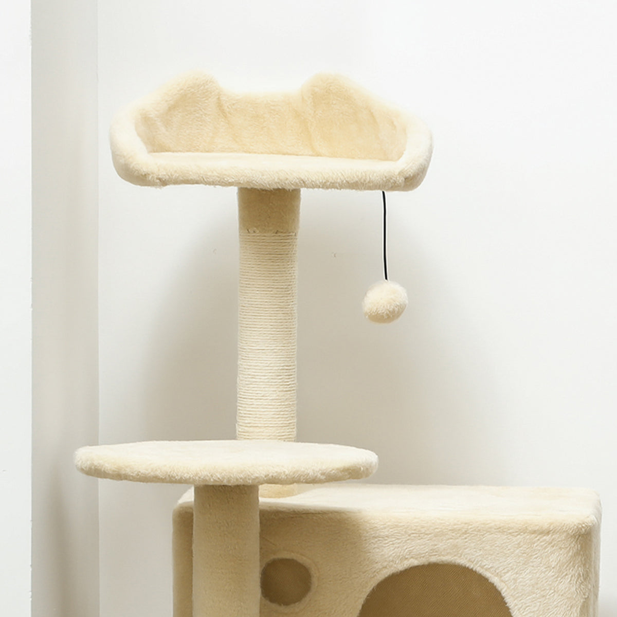 Pawhut Árbol Rascador Para Gatos 140 Cm Con Múltiples Plataformas Beige_4
