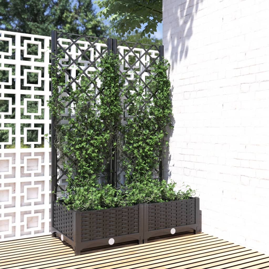 Jardinera De Jardín Con Enrejado, Color Negro, 80 X 40 X 121,5 Cm, Pp_1