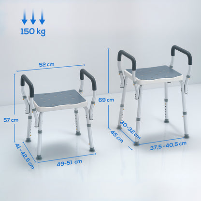 Homcom Taburete De Ducha Con Altura Regulable Antideslizante Carga 150 Kg_2