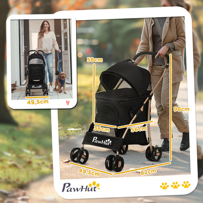 Pawhut Carrito Para Perros Plegable 3 En 1 Con Vagón Desmontable Negro_2