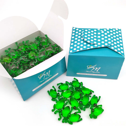 Caja 40 Perlas De Baño Con Aroma A Manzana - Con Aceite De Soja - Hidratante Y Aromática - Forma Rana_0